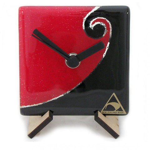 Small Koru Furl Clock - Red Black